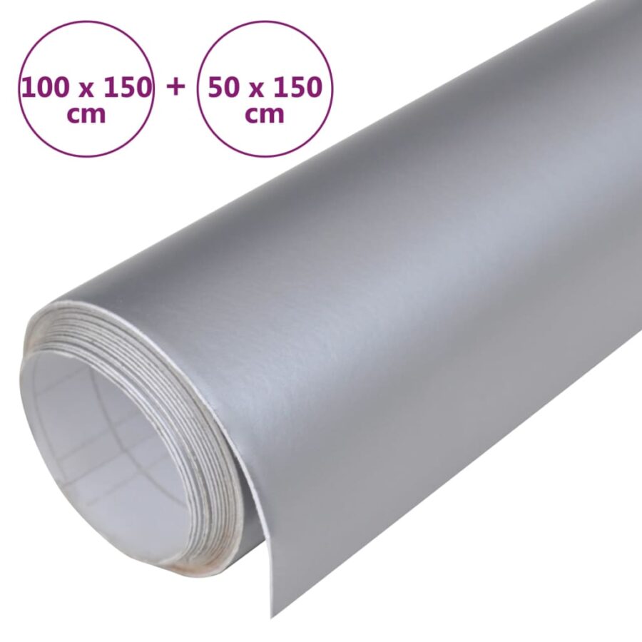 2 st Autofolie 100x150 cm + 50x150 cm matzilverkleurig - Afbeelding 7