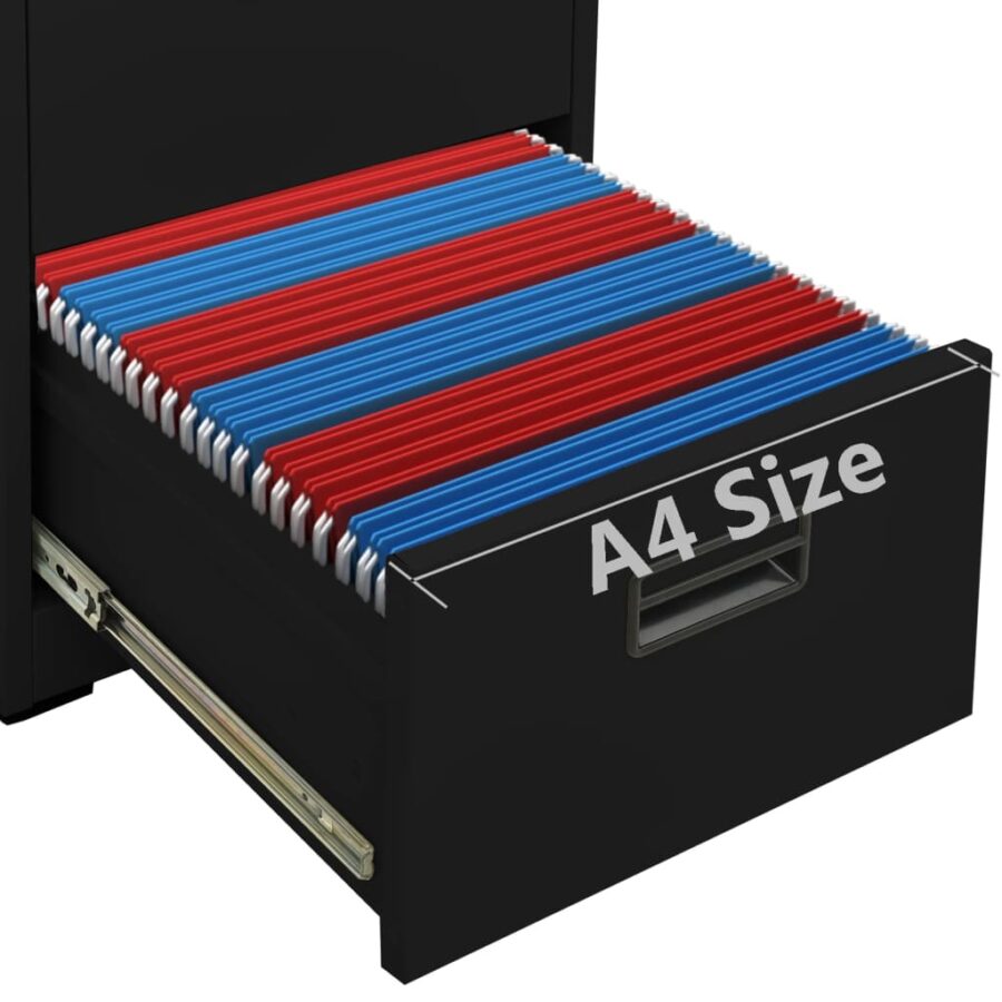 Archiefkast 46x62x72,5 cm staal zwart - Afbeelding 10