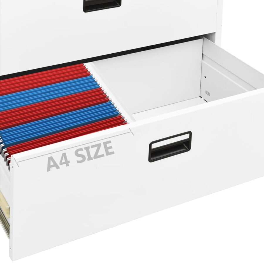 Archiefkast 90x46x103 cm staal wit - Afbeelding 8