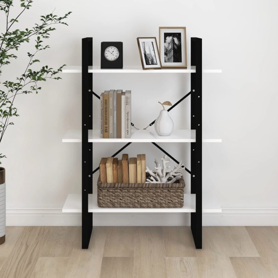 Boekenkast 80x30x105 cm bewerkt hout wit - Afbeelding 3