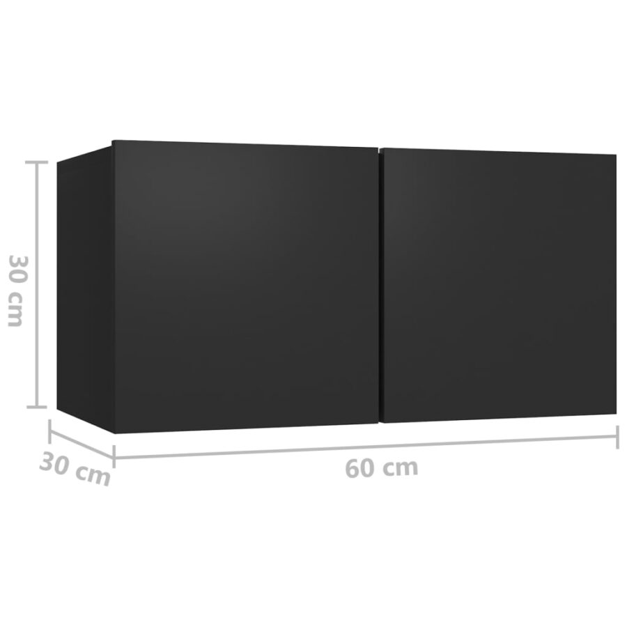 4-delige Tv-meubelset bewerkt hout zwart - Afbeelding 8