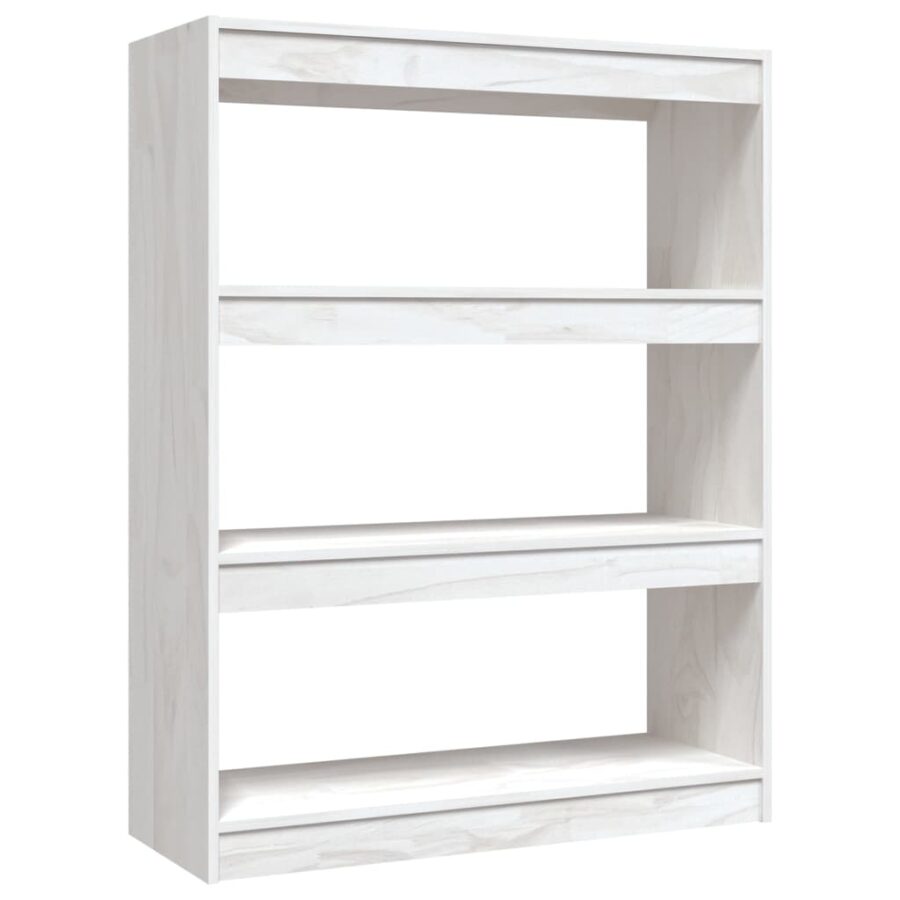 Boekenkast/kamerscherm 100x30x103 cm massief grenenhout wit - Afbeelding 2