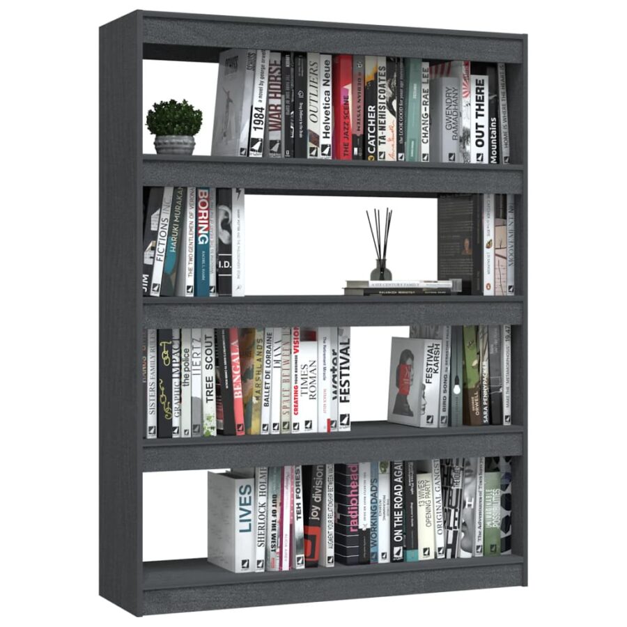 Boekenkast/kamerscherm 100x30x135,5 cm massief grenenhout grijs - Afbeelding 4