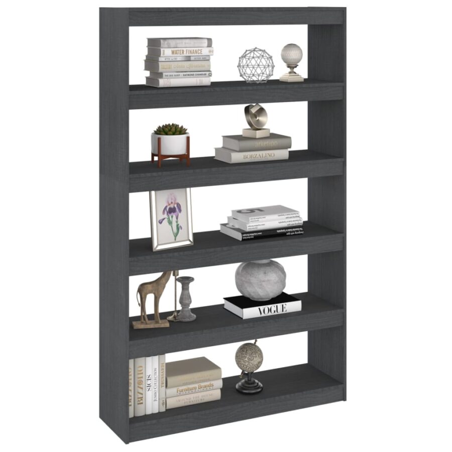 Boekenkast/kamerscherm 100x30x167,5 cm massief grenenhout grijs - Afbeelding 4
