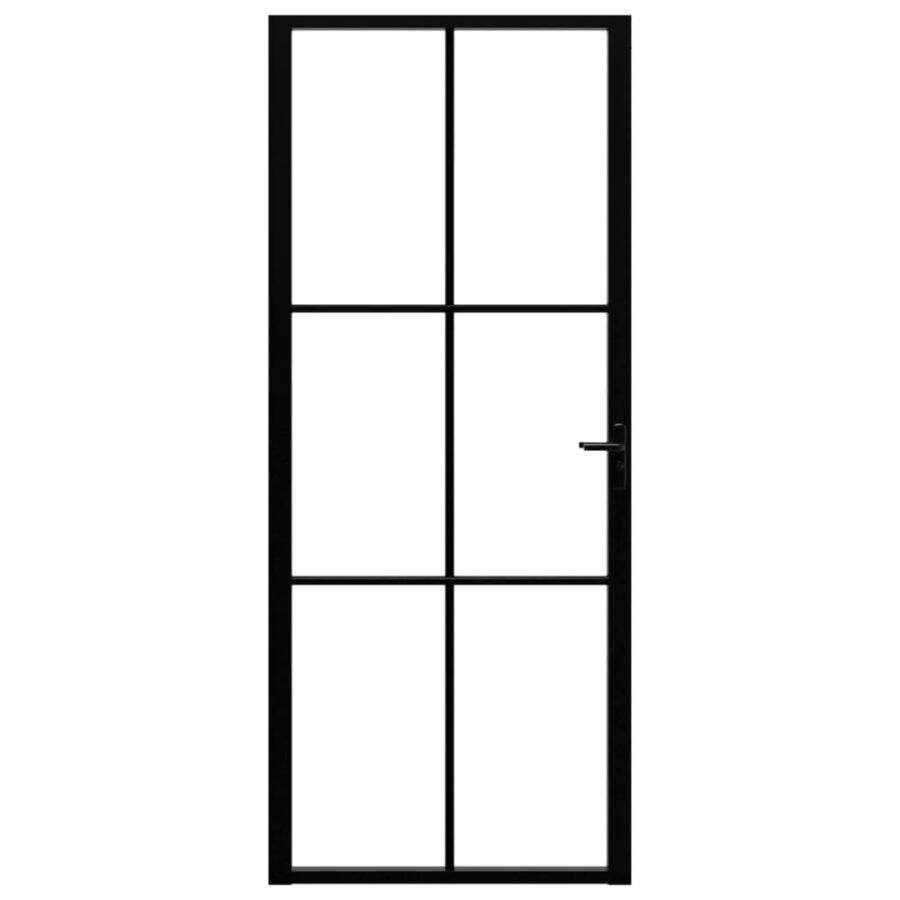 Binnendeur 83x201,5 cm ESG-glas en aluminium zwart - Afbeelding 3