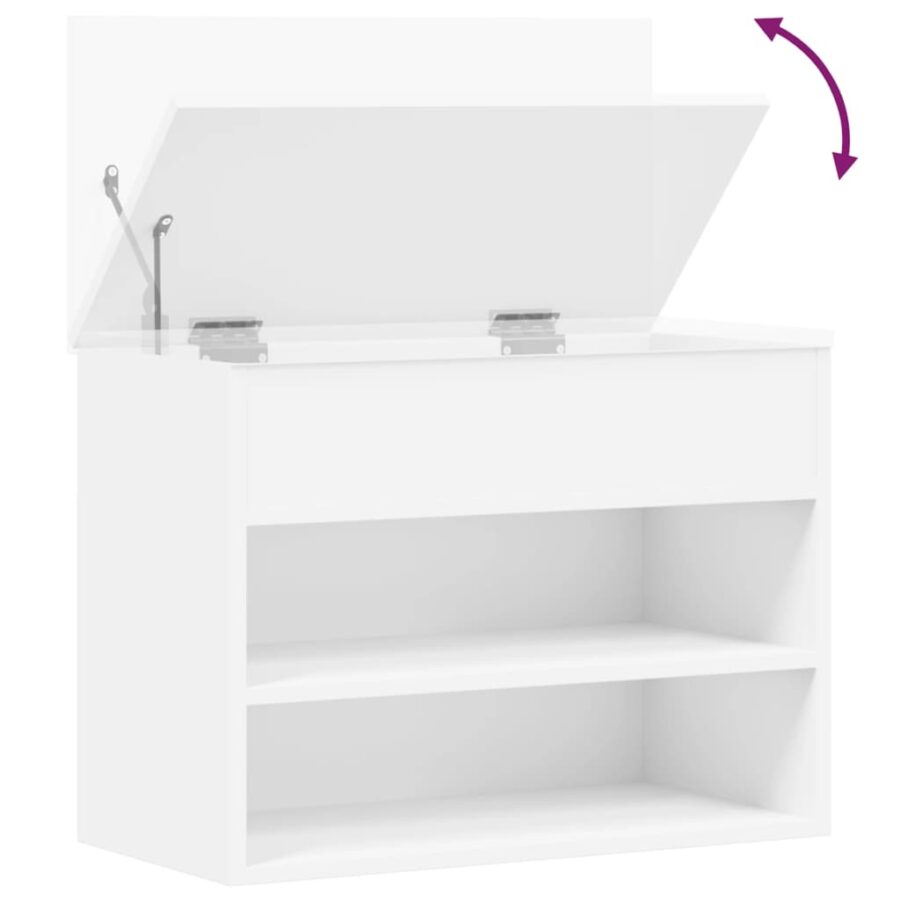Schoenenbank 60x30x45 cm bewerkt hout wit - Afbeelding 8