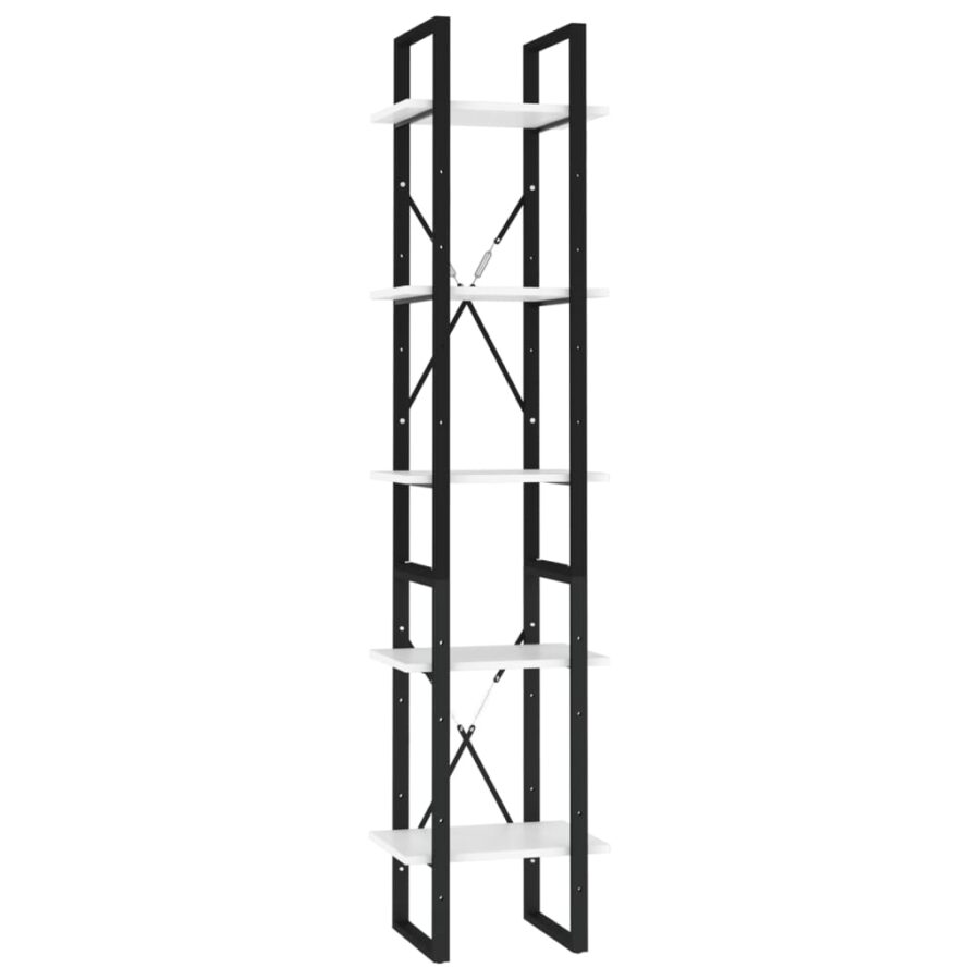 Boekenkast met 5 schappen 40x30x175 cm bewerkt hout wit - Afbeelding 2