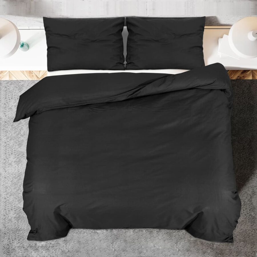 Dekbedovertrekset lichtgewicht 200x200 cm microvezel zwart - Afbeelding 5