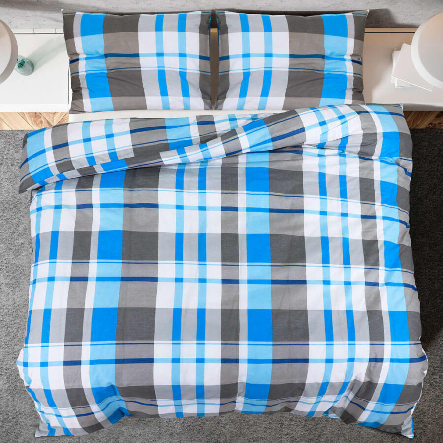 Dekbedovertrekset 200x200 cm katoen blauw en grijs - Afbeelding 5