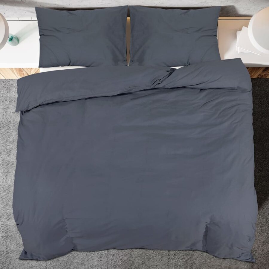 Dekbedovertrekset 200x200 cm katoen antracietkleurig - Afbeelding 5
