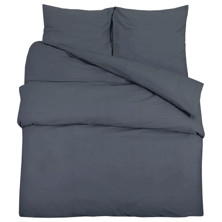 Dekbedovertrekset 200x200 cm katoen antracietkleurig - Afbeelding 2