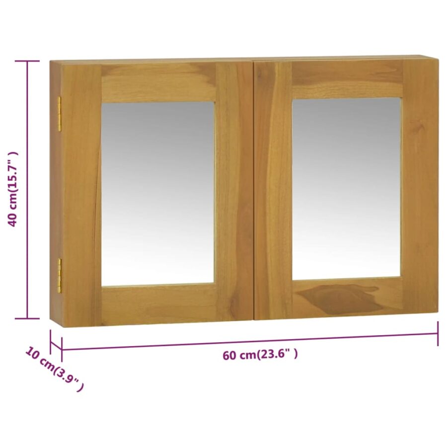 Spiegelkast 60x10x40 cm massief teakhout - Afbeelding 9