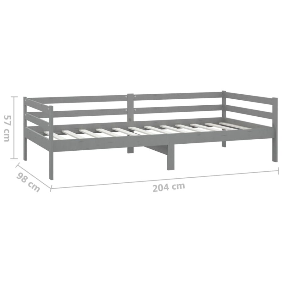 Slaapbank met matras massief grenenhout grijs 90x200 cm - Afbeelding 10