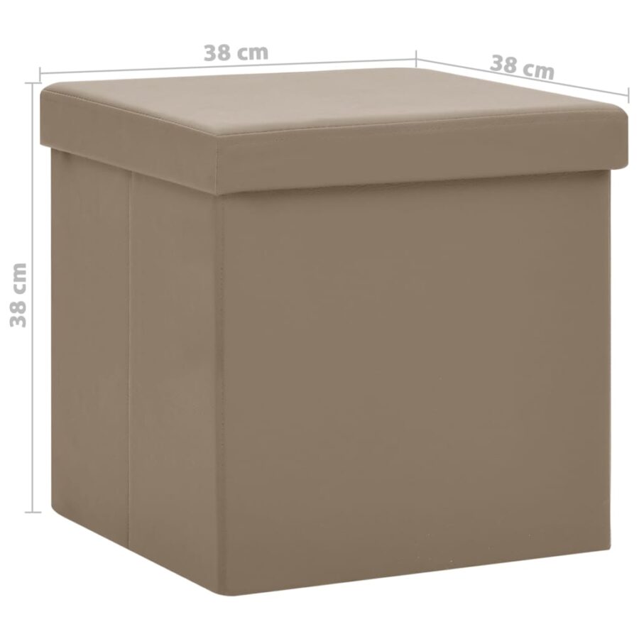 Opbergkrukken inklapbaar 2 st PVC cappuccinokleurig - Afbeelding 9