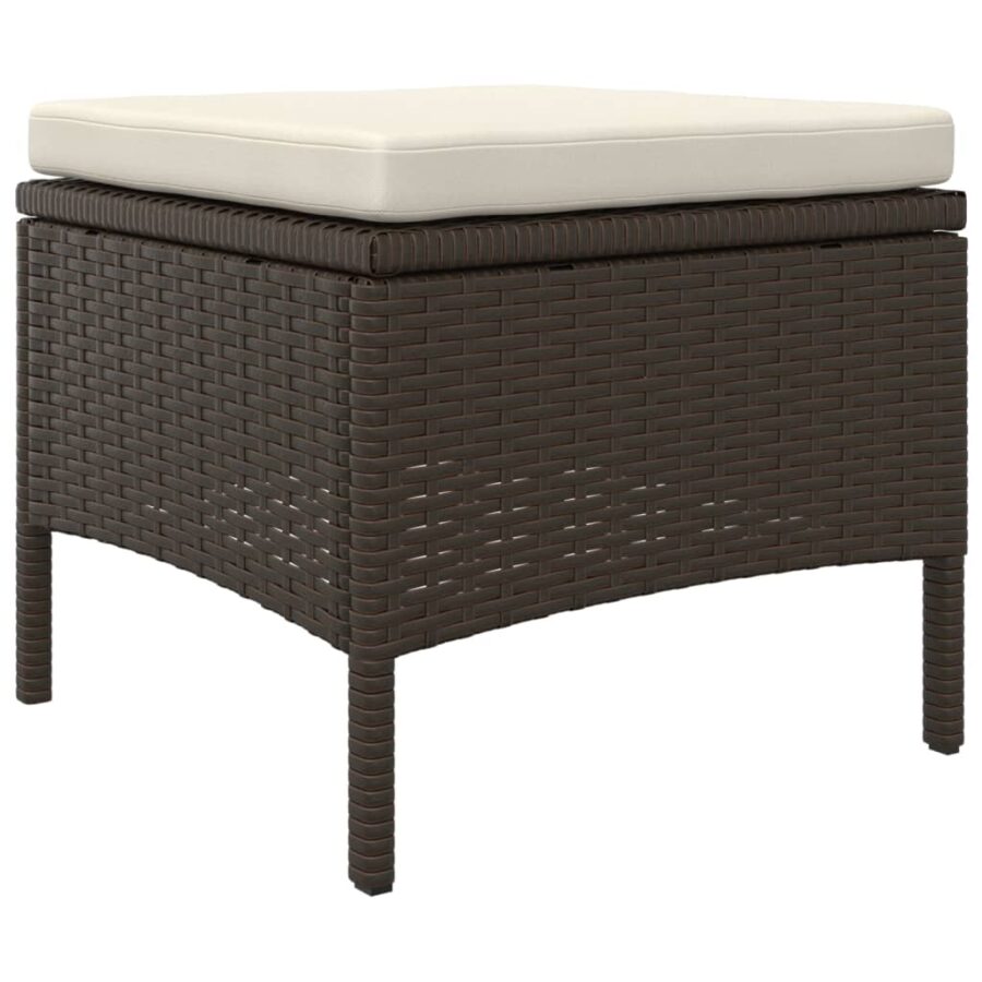 Tuinbank 2-zits met tafel en voetenbanken poly rattan bruin - Afbeelding 7