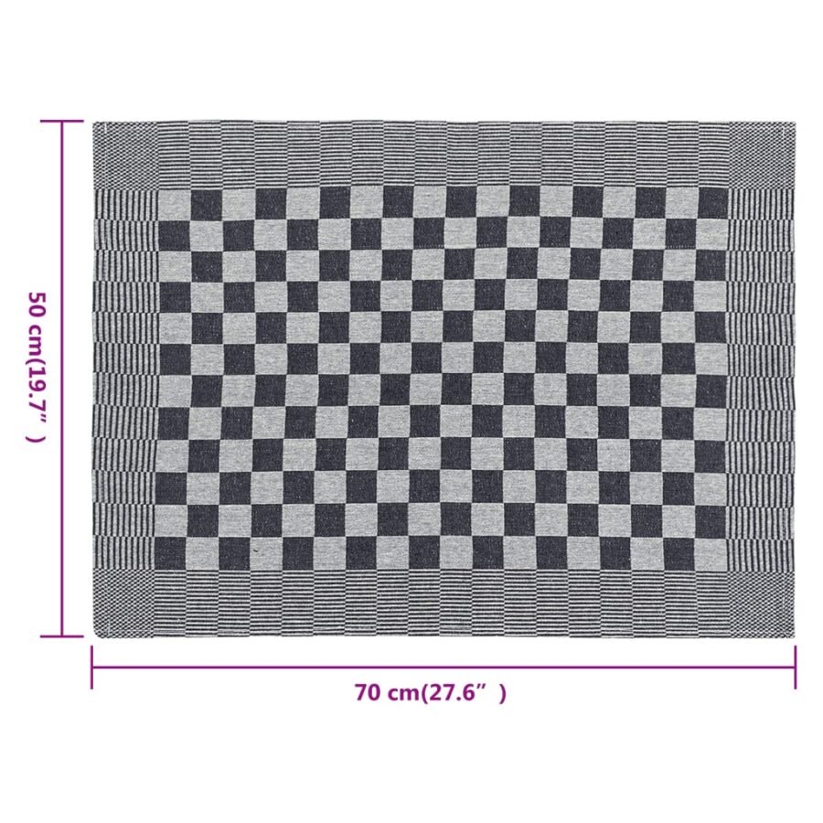 Keukendoeken 10 st 50x70 cm katoen zwart en wit - Afbeelding 8