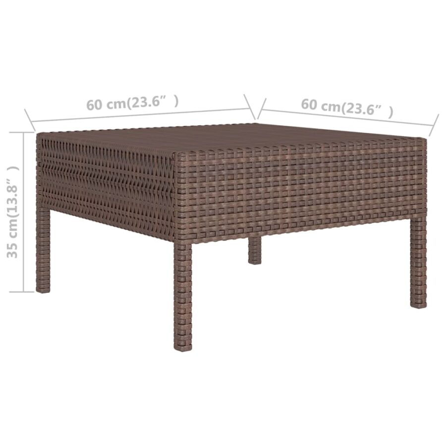 6-delige Loungeset met kussens poly rattan bruin - Afbeelding 7