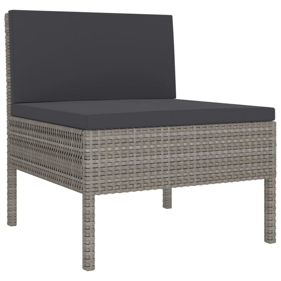 11-delige Loungeset met kussens poly rattan grijs - Afbeelding 3