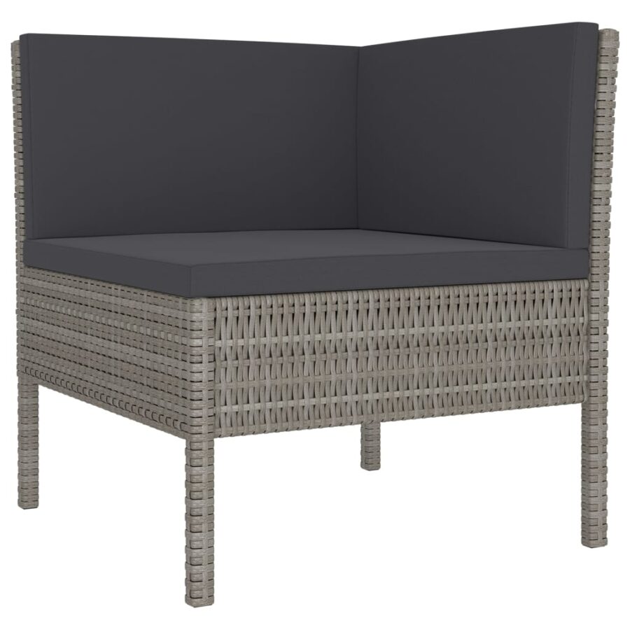 11-delige Loungeset met kussens poly rattan grijs - Afbeelding 5