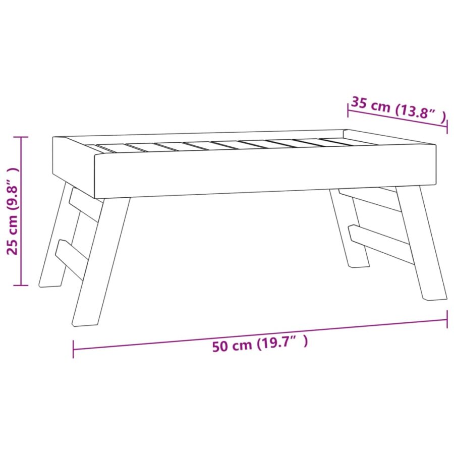 Dienblad inklapbaar 55x35x25 cm massief teakhout - Afbeelding 7
