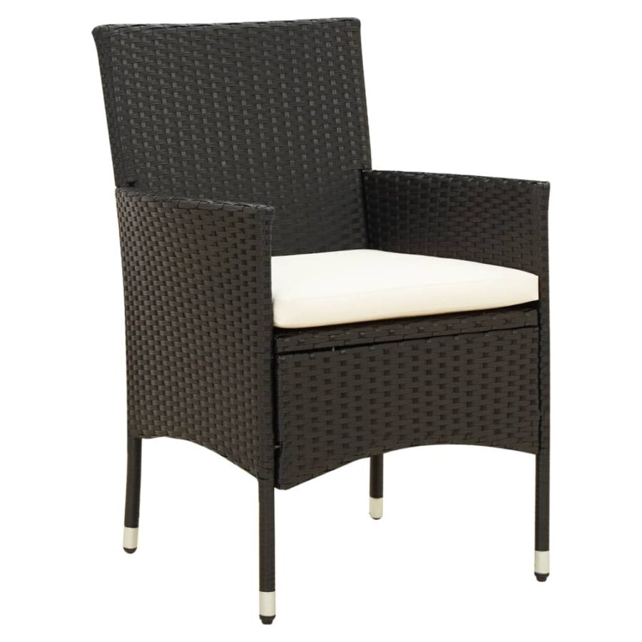 9-delige Tuinset met kussens poly rattan zwart - Afbeelding 3