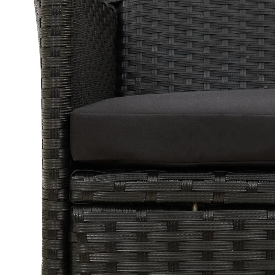 5-delige Tuinset met kussens poly rattan zwart - Afbeelding 7