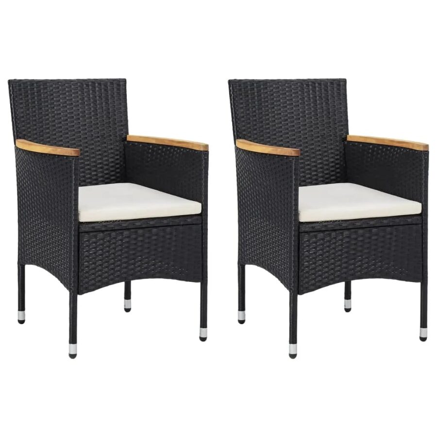 3-delige Tuinset met kussens poly rattan zwart - Afbeelding 3