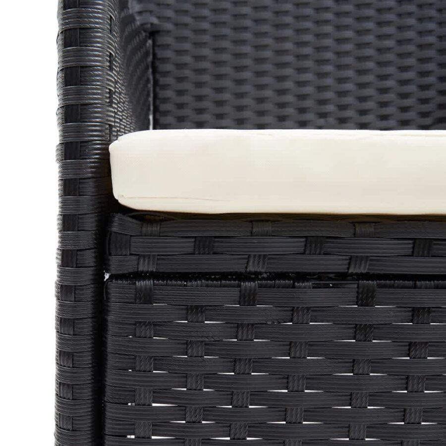 3-delige Tuinset met kussens poly rattan zwart - Afbeelding 9