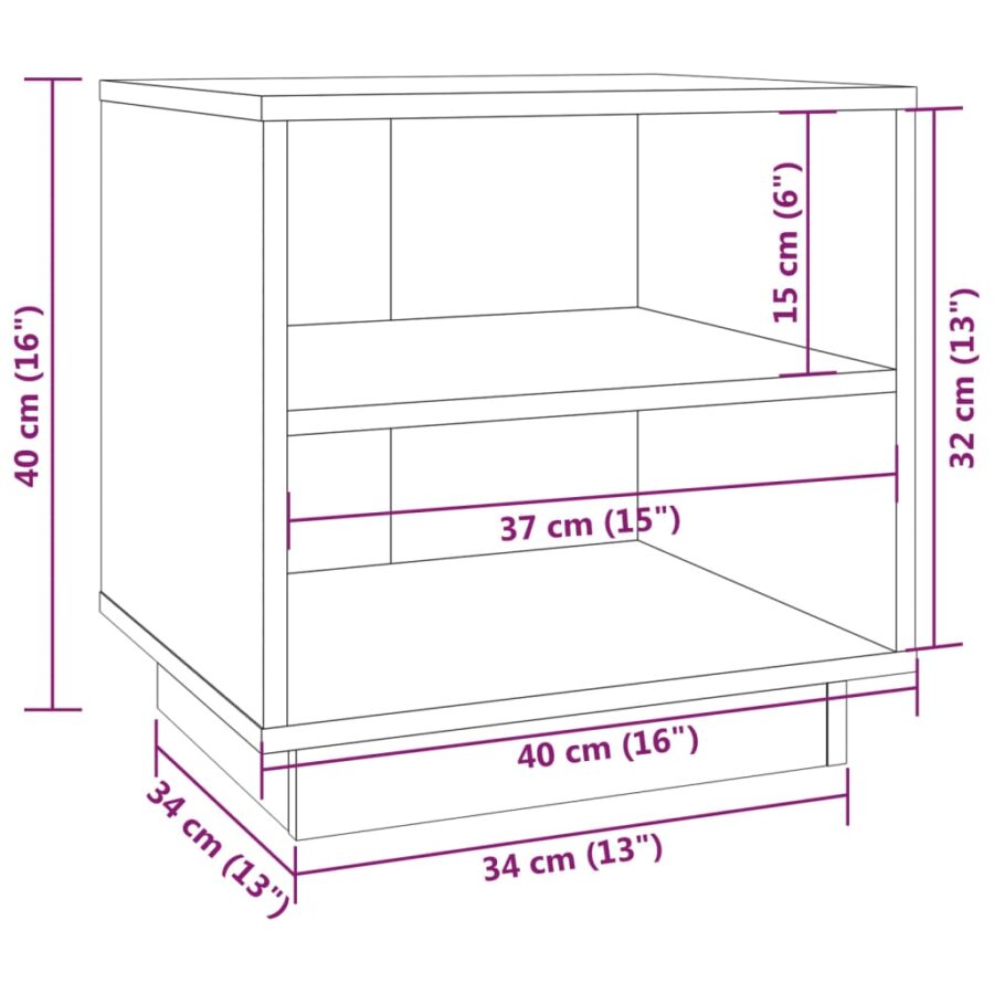 Nachtkastje 40x34x40 cm massief grenenhout grijs - Afbeelding 8