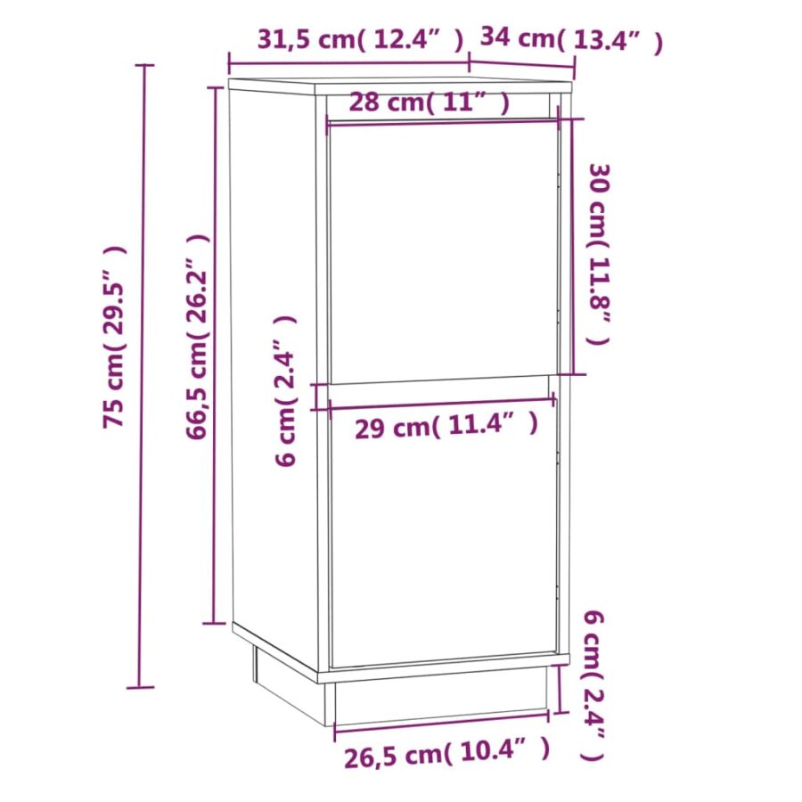 Dressoir 31,5x34x75 cm massief grenenhout grijs - Afbeelding 8