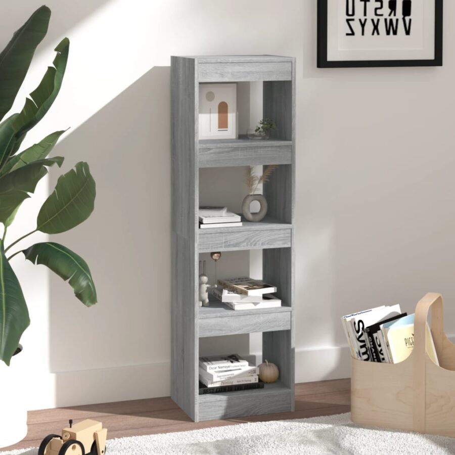 Boekenkast/kamerscherm 40x30x135 cm grijs sonoma eikenkleurig - Afbeelding 4