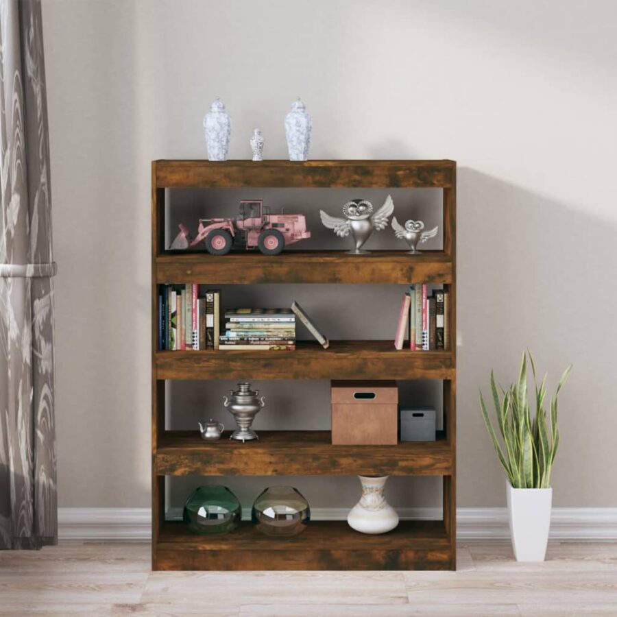 Boekenkast/kamerscherm 100x30x135 cm gerookt eikenkleur - Afbeelding 7