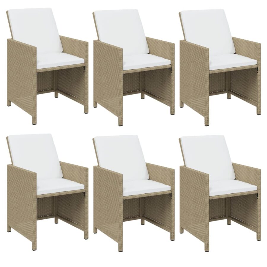 11-delige Tuinset met kussens poly rattan beige - Afbeelding 4