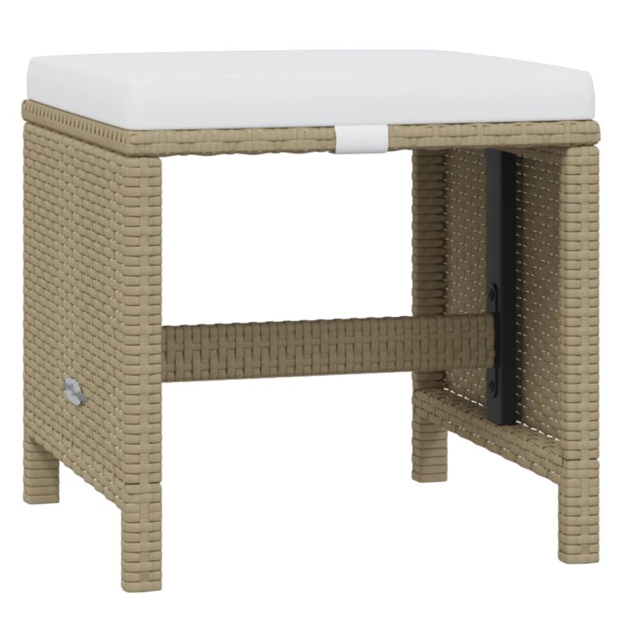 11-delige Tuinset met kussens poly rattan beige - Afbeelding 8
