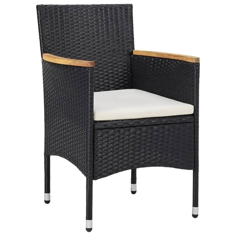 5-delige Tuinset poly rattan en massief hout zwart - Afbeelding 2