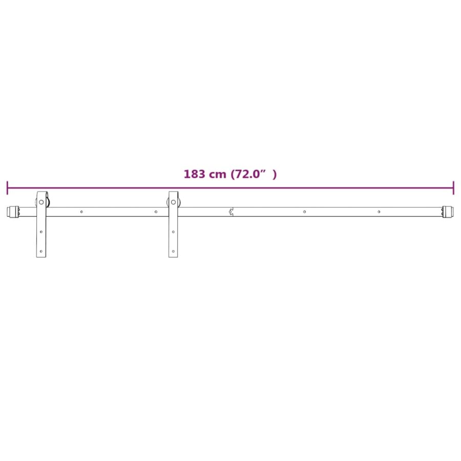 Beslagset voor schuifdeur 183 cm staal wit - Afbeelding 7