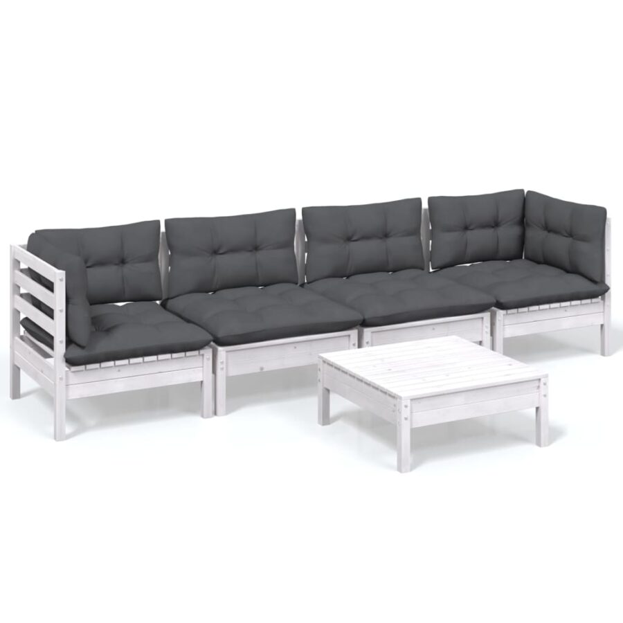 5-delige Loungeset met kussens massief grenenhout - Afbeelding 2