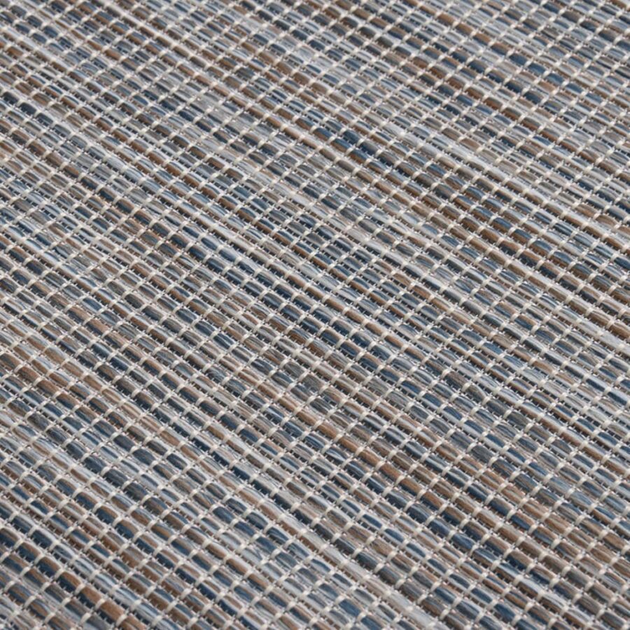 Buitenkleed platgeweven 120x170 cm bruin en blauw - Afbeelding 5