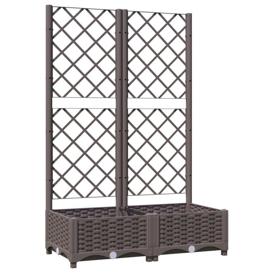 Plantenbak met latwerk 80x40x121,5 cm polypropeen bruin - Afbeelding 2