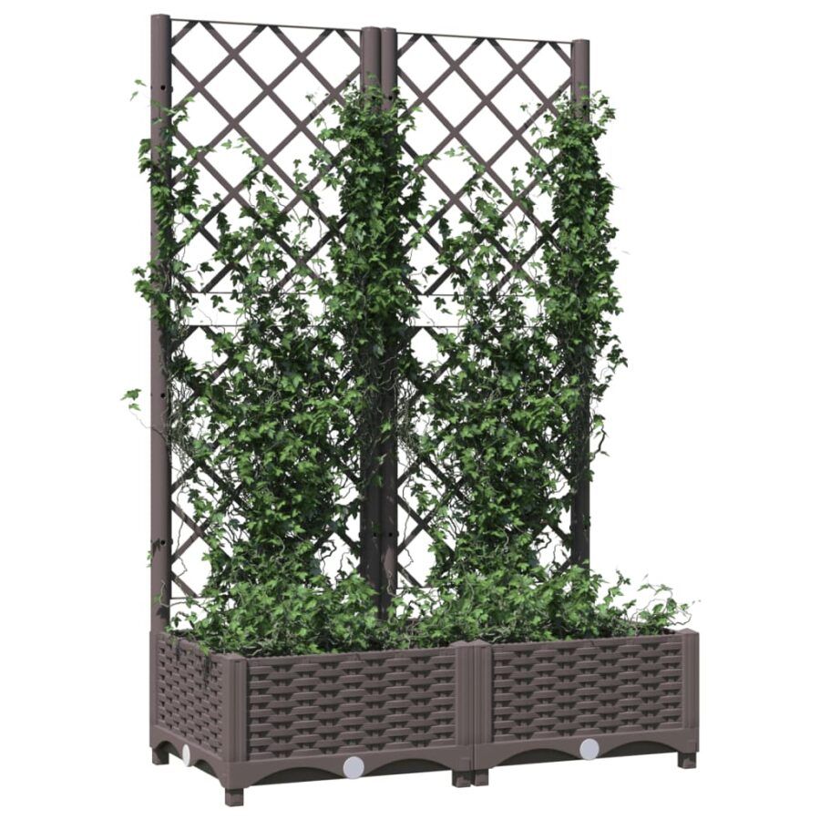 Plantenbak met latwerk 80x40x121,5 cm polypropeen bruin - Afbeelding 3