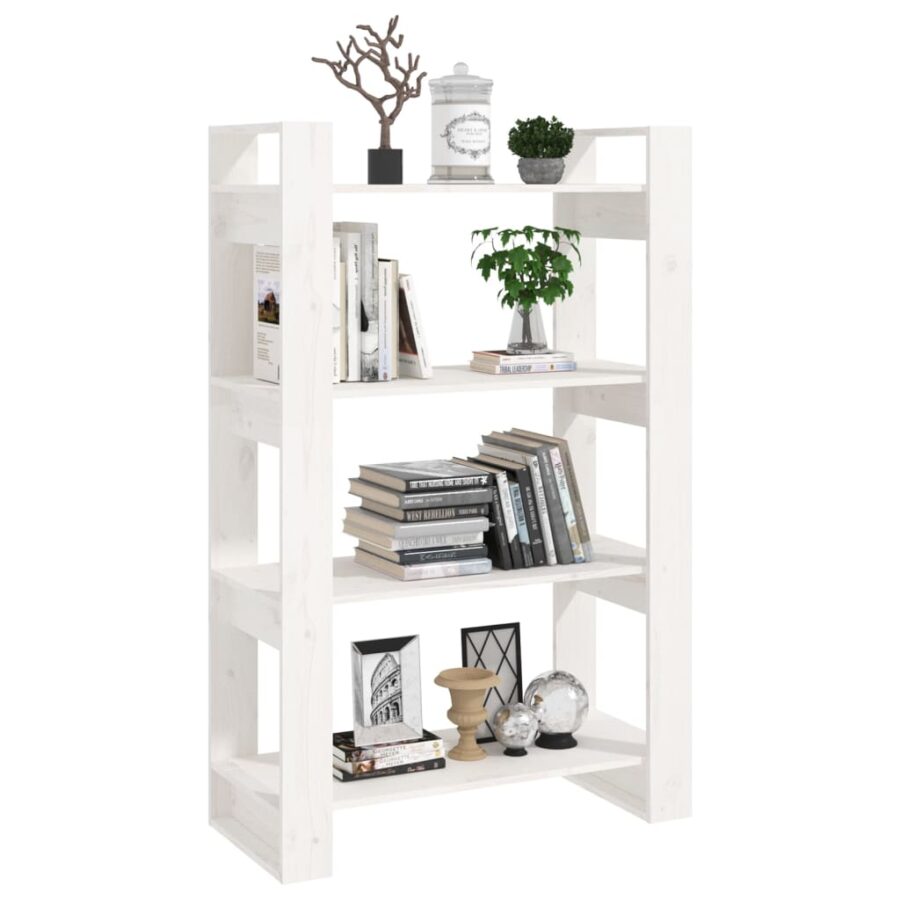 Boekenkast/kamerscherm 80x35x125 cm massief grenenhout wit - Afbeelding 4