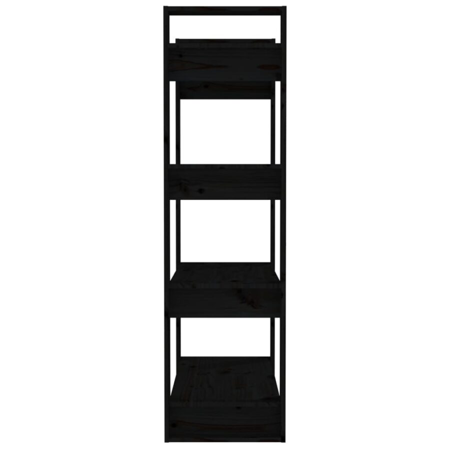 Boekenkast/kamerscherm 80x35x125 cm massief grenenhout zwart - Afbeelding 6