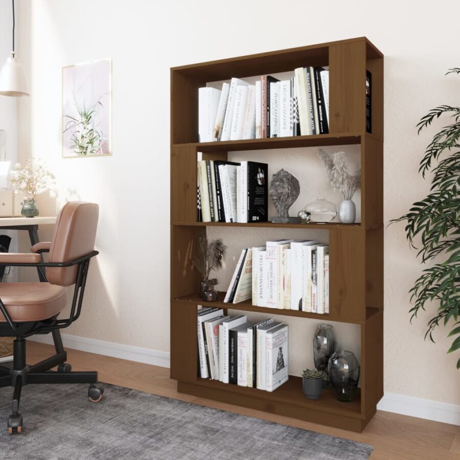 Boekenkast/kamerscherm 80x25x132 cm massief hout honingbruin - Afbeelding 3
