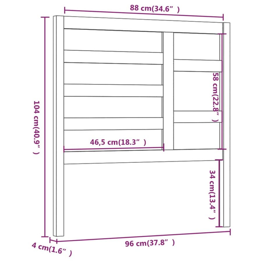 Hoofdbord 96x4x104 cm massief grenenhout - Afbeelding 6