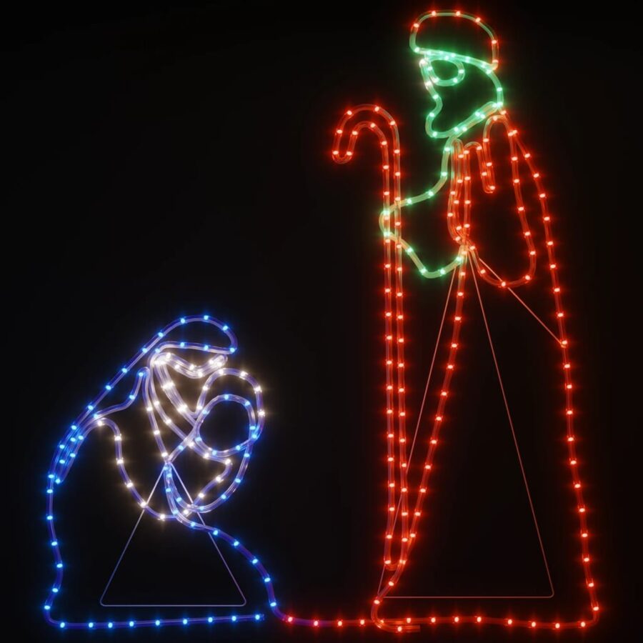 Kerstfiguren Jozef en Maria met 264 LED's 40x55 en 38x100 cm - Afbeelding 3
