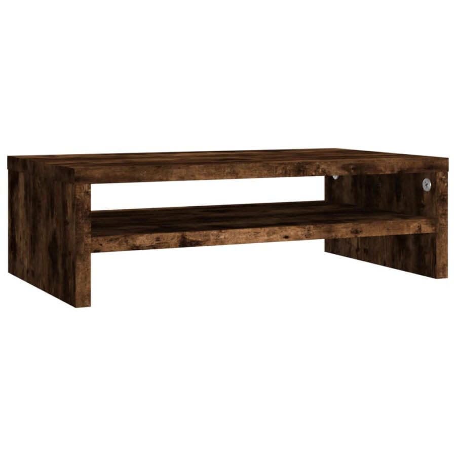 Monitorstandaard 42x24x13 cm bewerkt hout gerookt eikenkleurig - Afbeelding 2