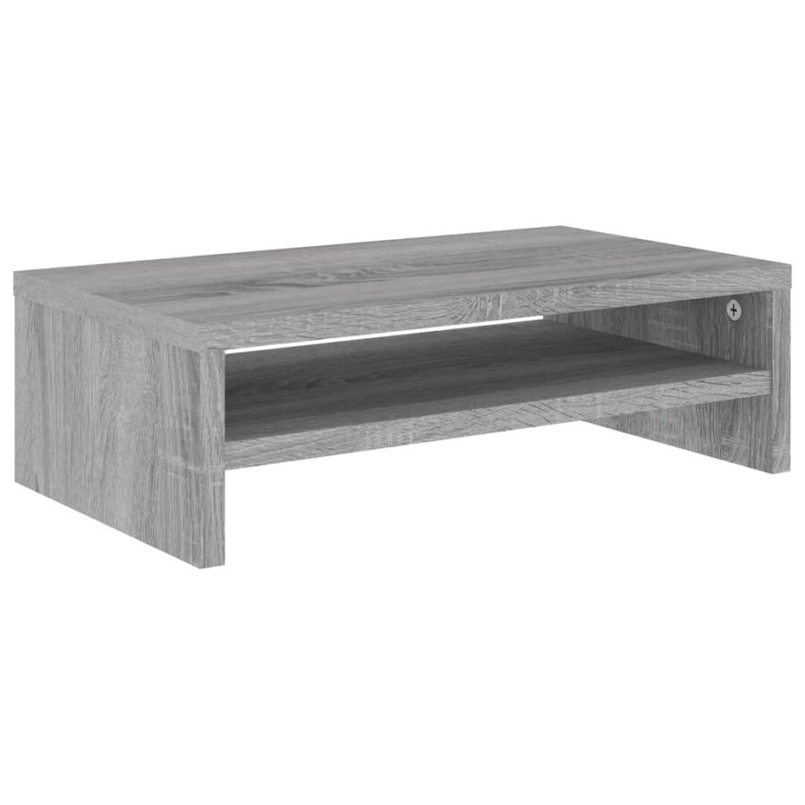 Monitorstandaard 42x24x13 cm bewerkt hout grijs sonoma eiken - Afbeelding 2