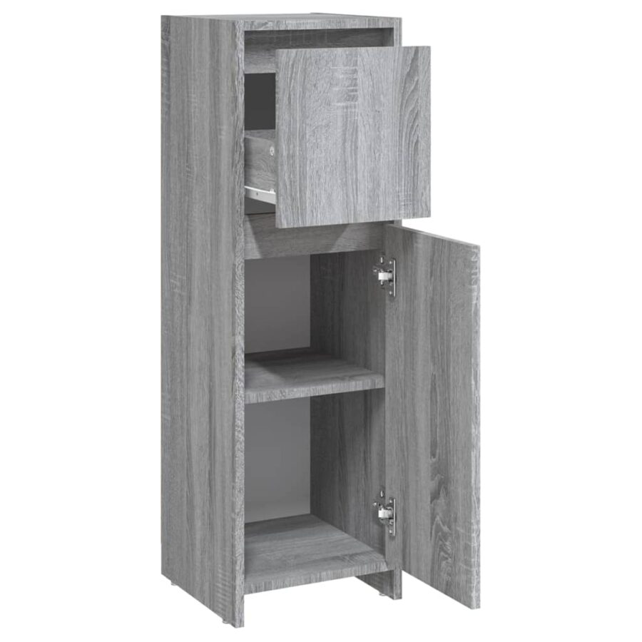 Badkamerkast 30x30x95 cm bewerkt hout grijs sonoma eikenkleurig - Afbeelding 5