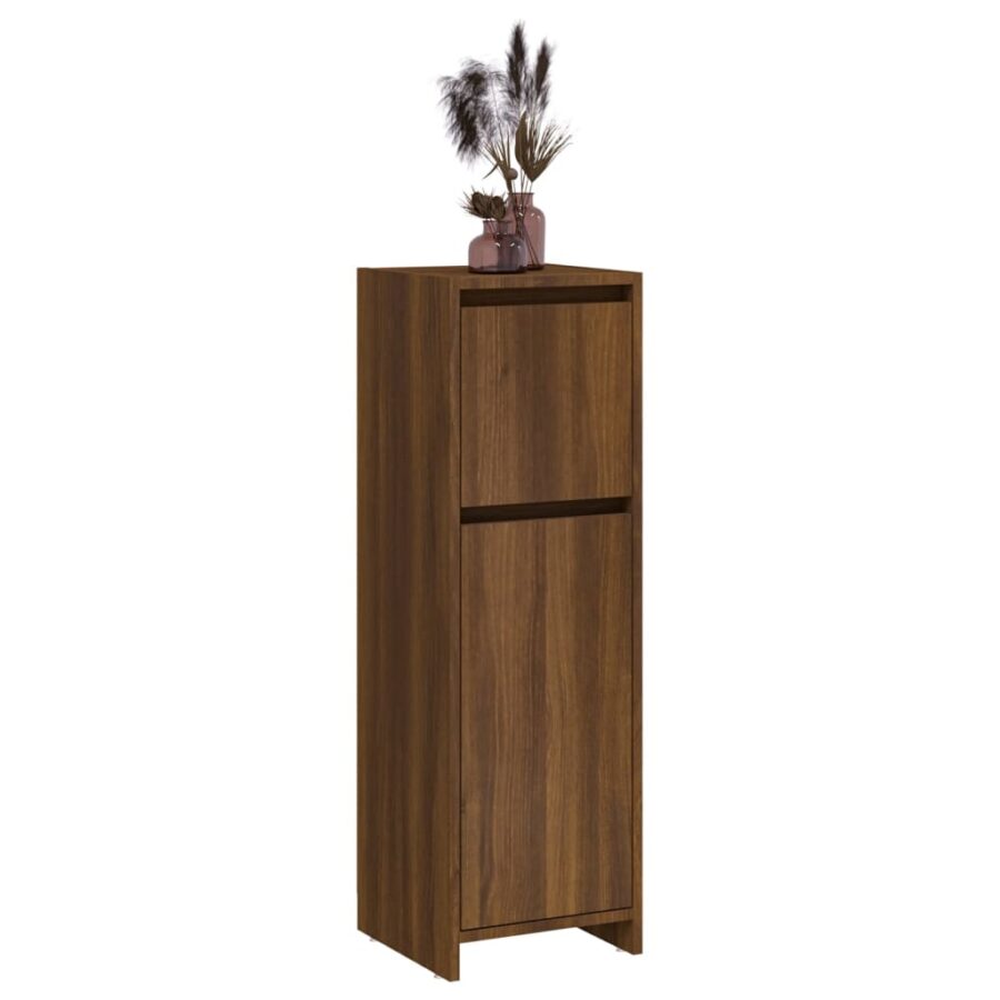 Badkamerkast 30x30x95 cm bewerkt hout bruin eikenkleur - Afbeelding 8