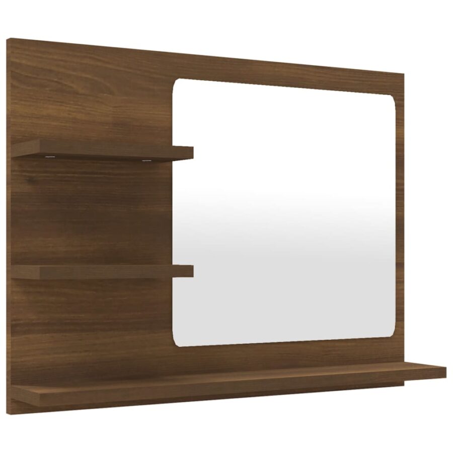 Badkamerspiegel 60x10,5x45 cm bewerkt hout bruin eikenkleur - Afbeelding 2
